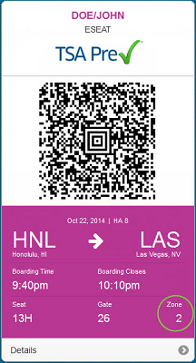 Mobile Check-in Boarding Pass